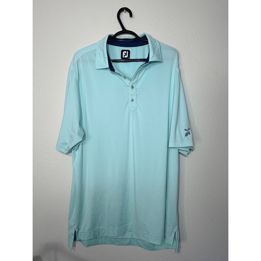 FootJoy FJ Mens ProDry‎ Golf Polo Shirt Light Blue Pinecone Logo Size Large